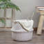 Grand panier pour le ventre en ruppie maritime 17 po beige et blanc avec poignées
