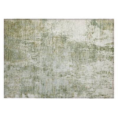 Machine Washable Indoor/Outdoor Xhevrie Aloe Rug