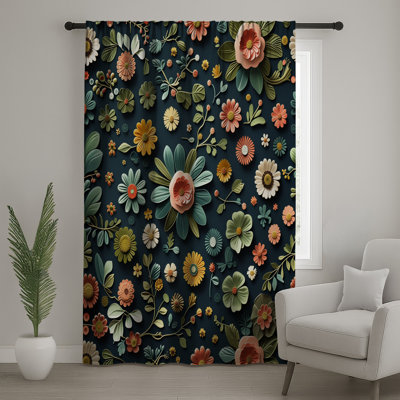 Rideaux floraux, voilages et voilages à motif floral - 1 panneau