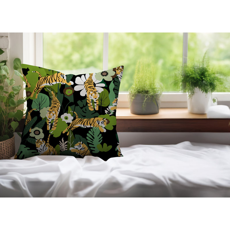 Oreiller carré réversible intérieur / extérieur Tor Tiger, H 18 po x l 18 po, Chartreuse