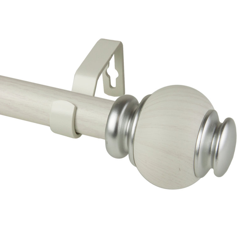 Tringle à rideaux simple en faux bois Wroblewski, Blanc perle, 28" - 48"