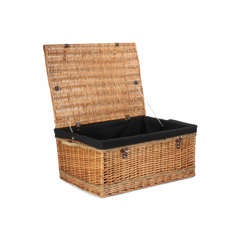 Fleur De Lis Living Wicker Storage Tub & Tote, 34cm H x 72cm W x 50cm D, Double Steamed/Black