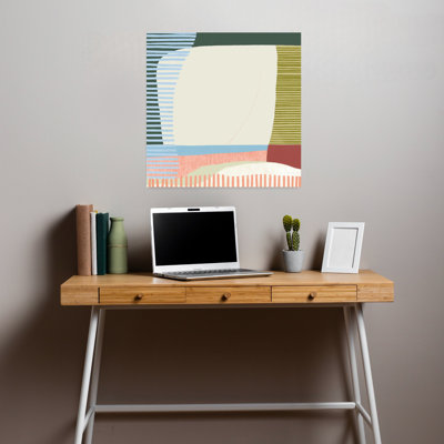 Waves Of Colorful Stripes I Abstract Contemporary Wall Art