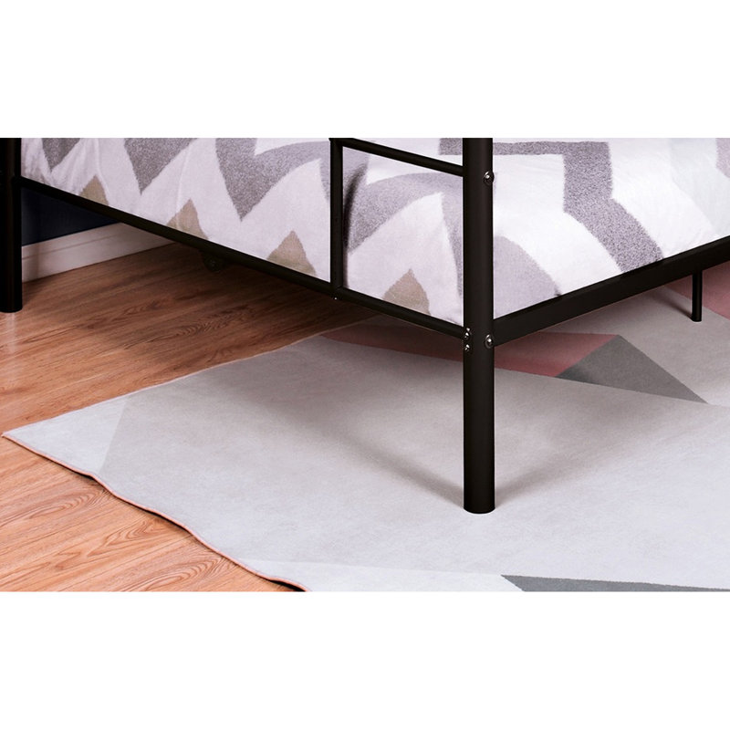 Lit double superposé au-dessus en métal noir avec design contemporain et attaché pour un espace pour les jeunes de style chambre à coucher
