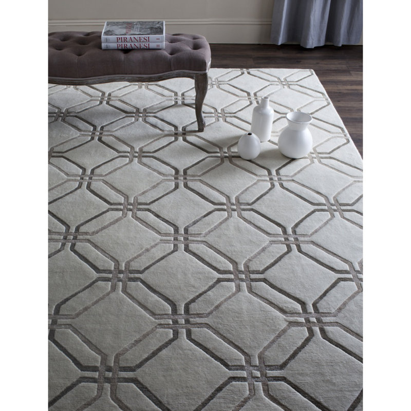 Ivory Geometric Rug, Rectangle 8' x 10'