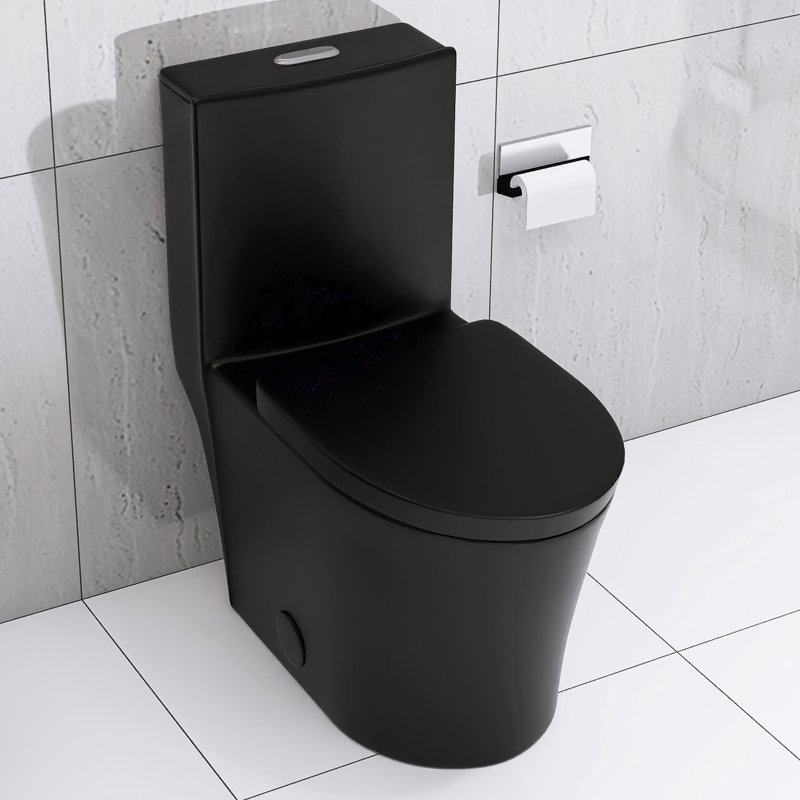 Toilette noir mat avec double chasse puissante, 1,1 et 1,6, conception à jupe pour un nettoyage facile de la décoration de salle de bain moderne
