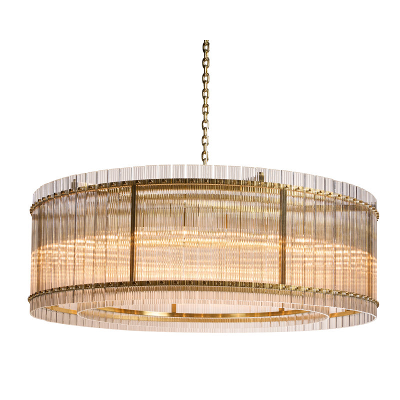 Lustre tambour en verre à intensité variable - Or, H 19,5 po x l 60 po x P 60 po