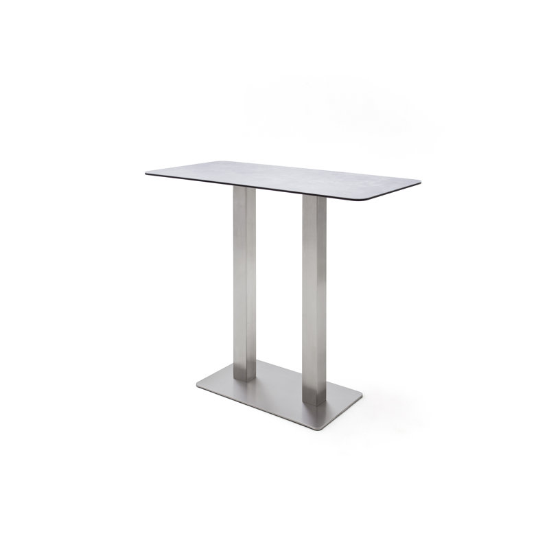 Michaella Glass Top Metal Base Dining Table, Light grey ceramic
