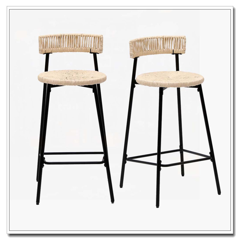 Tabourets de bar en corde de papier tissés à la main
