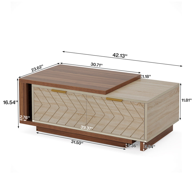 Benziger Nesting Extendable Coffee Table, Brown/Beige