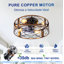 Ventilateur de plafond encastré en cage à courant continu 20 pouces avec moteur à courant continu 20 pouces avec lumière, noir mat