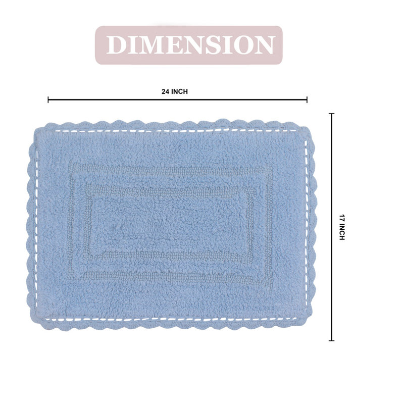 Tapis de bain réversible décontracté 100% coton Casual Elegance Bathmat, l 17 po x L 24 po, bleu