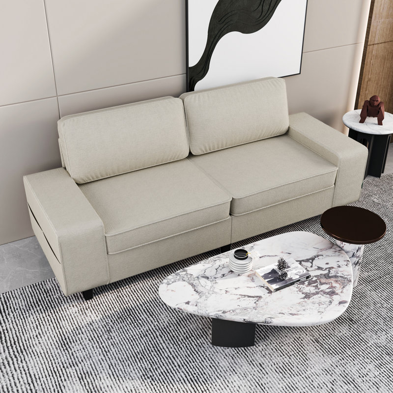 Causeuse de salon de style moderne, Chenille crème