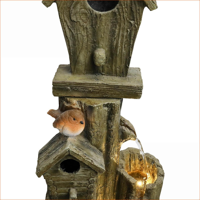Fontaines | Fontaine d'extérieur 39,3 ", style maison de campagne, pour jardin sur le balcon de la cour | Résine | Brun clair
