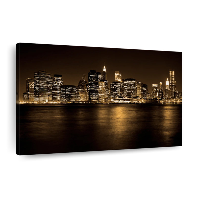 «Manhattan NYC Skyline» sur impression sur toile, H 30 po x l 45 po x P 1,25 po