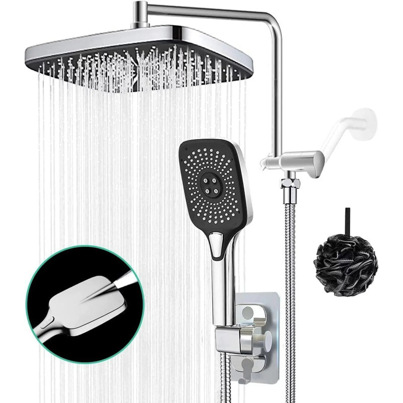 Rain Dual Shower Head 1.75 GPM GPM, Chrome/Black