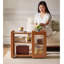 Chariot utilitaire mobile rétro en bois avec porte décorative en verre