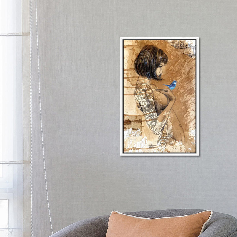 Not Here by Loui Jover - Painting on Canvas, 66.04cm H x 45.72cm W x 3.81cm D, White Floater Framed