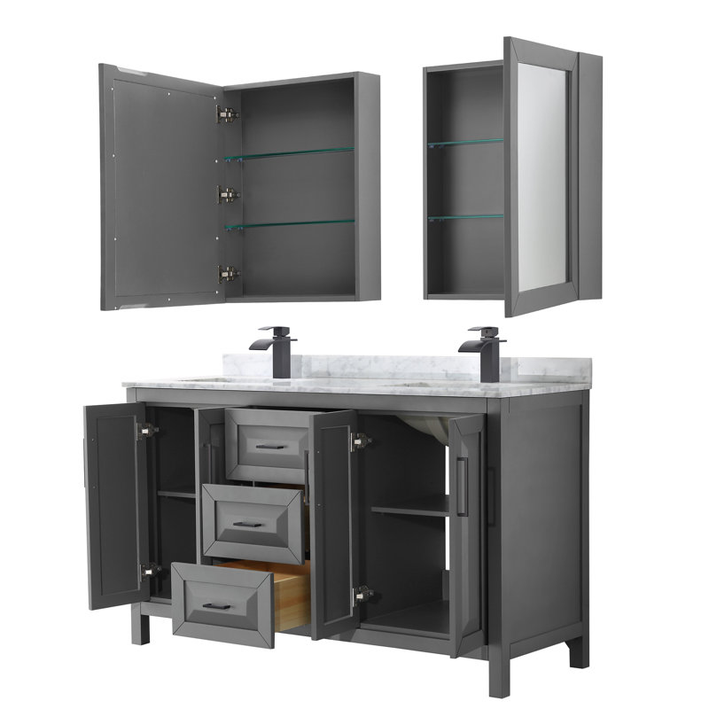 Daria 60'' W Double Vanity, Dark Gray, Matte Black
