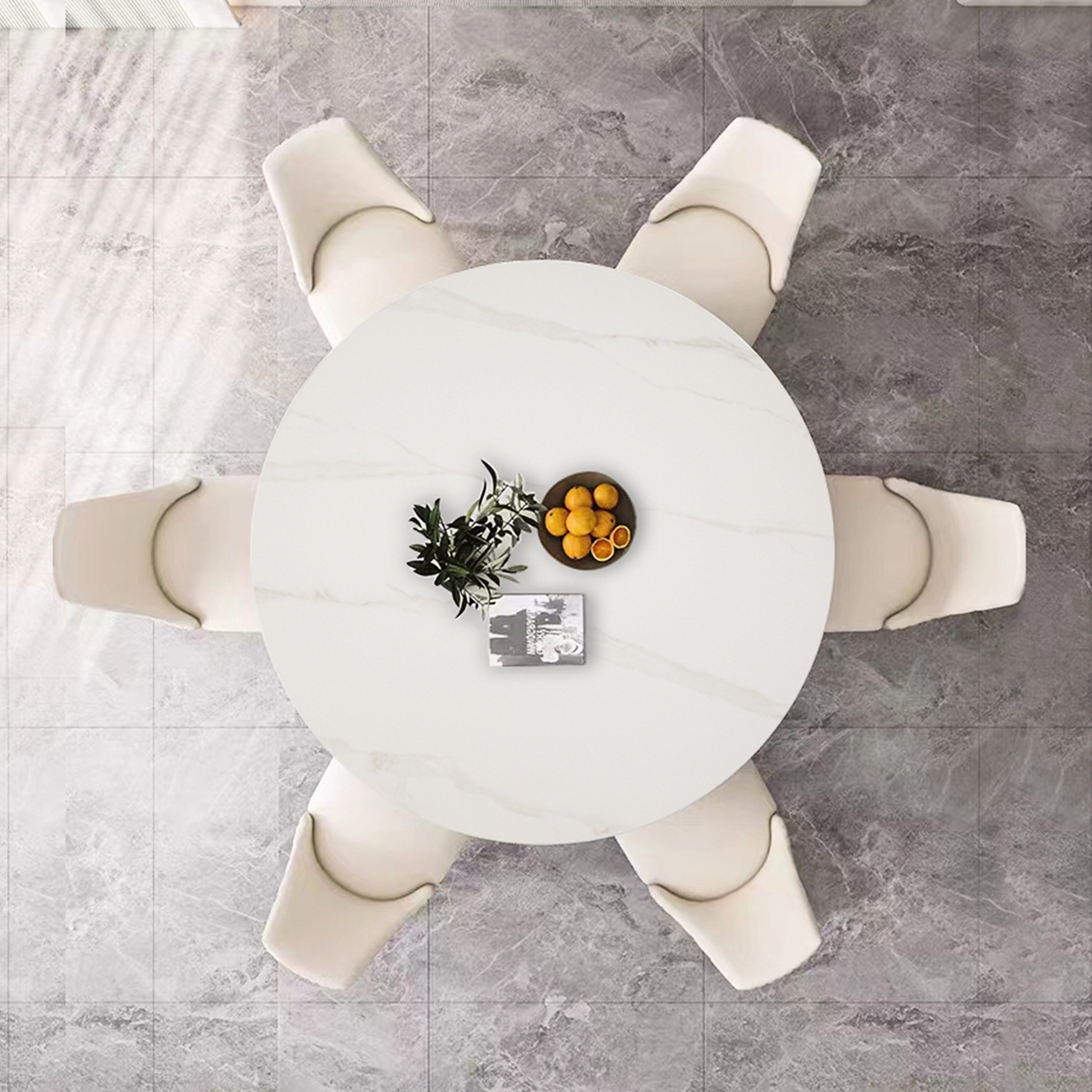Everly Quinn Dining Table With Sintered Stone Surface & Stainless Steel ...