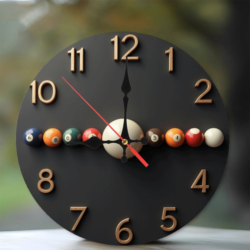 Décoration murale horloge de billard boule unique