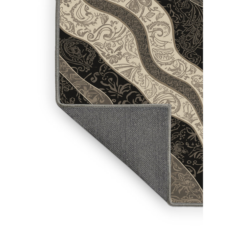 Tapis oriental gris moelleux en peluche Soft, Rond 4 pi