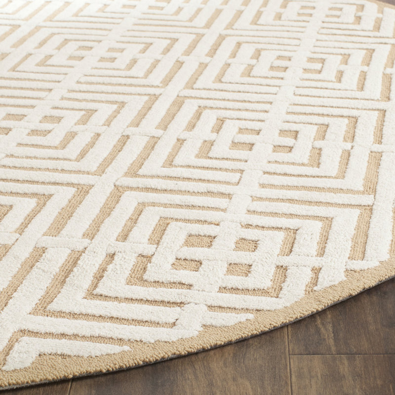 Tapis géométrique en coton crocheté à la main Fareham, Rectangle 3 pi 9 po x 5 pi 9 po