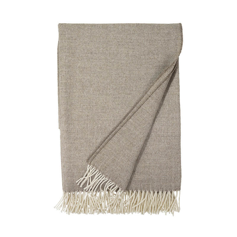 Madison Woven Baby Alpaca Throw Blanket, Fawn Herringbone