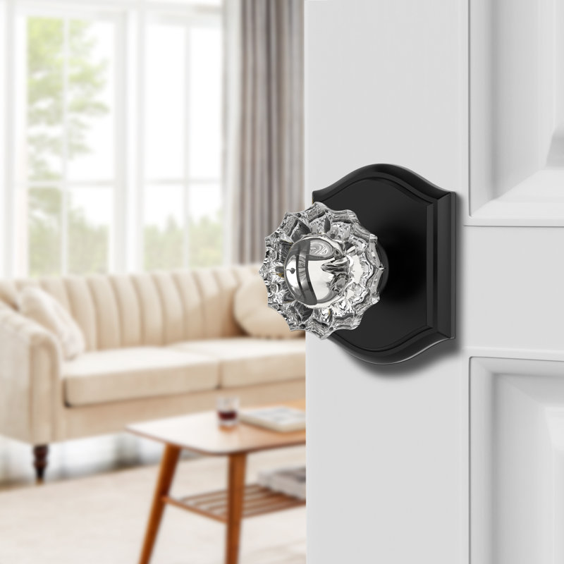 Retro Elegant Series Crystal Dummy Door Knob, Matte Black