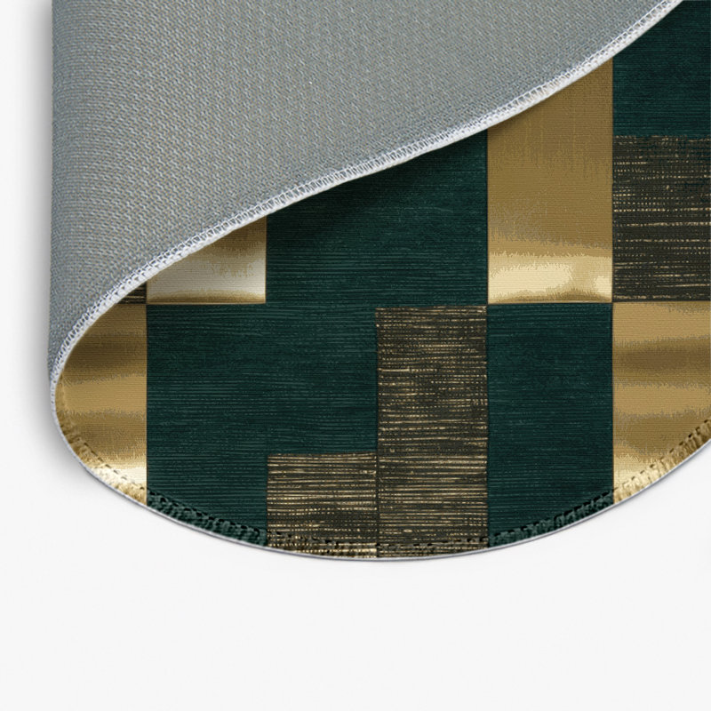 Tapis d'intérieur et d'extérieur à carreaux vert, Rond 5 pi