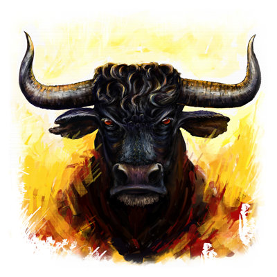 Furious Bull - Wrapped Canvas Painting