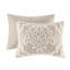 Ensemble d'édredon damassé en coton 3 pièces taupe-117508655