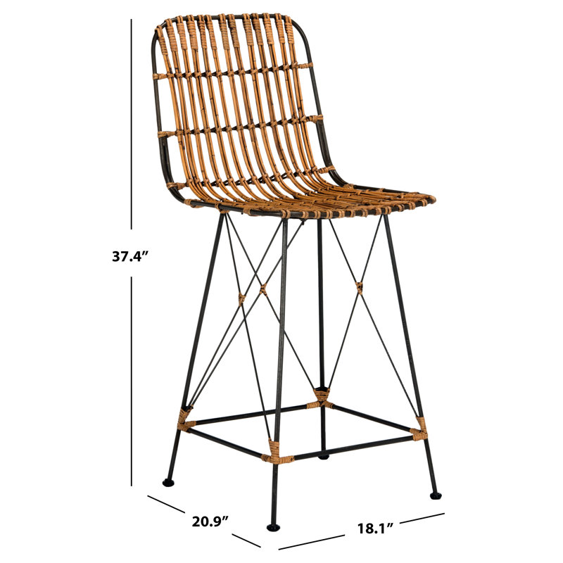 Lisdale Counter Stool with Metal Frame, Natural Brown Wash, Counter Stool (23.62" Seat Height)