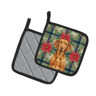 Paire de poignées Vizsla Christmas Poinsettas