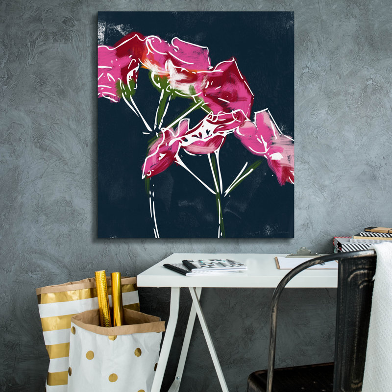 «Geraniums» par Linda Woods, art mural sur toile, H 30 po x l 26 po x P 1,5 po