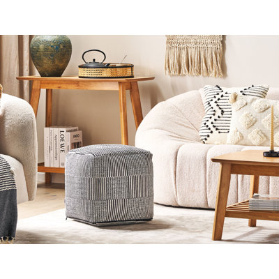 PANDRAN 40cm Wide Square Striped Cube Ottoman
