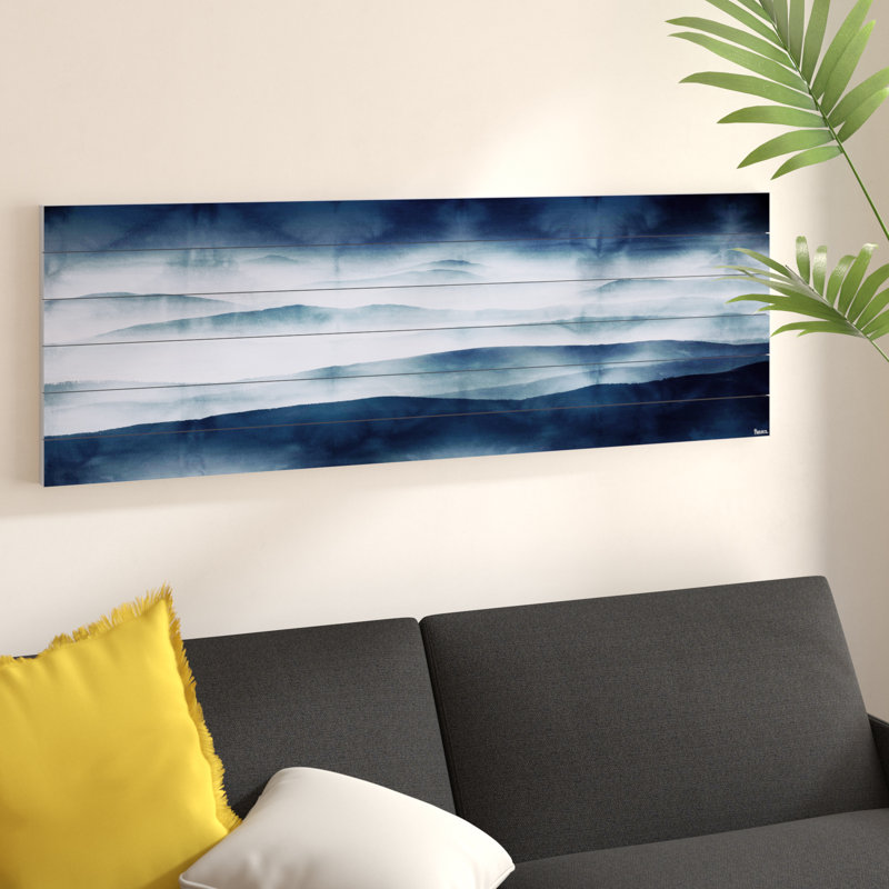 «Blue Mountains» par Parvez Taj, impression panoramique sur bois, H 15 po x l 45 po x P 1,5 po