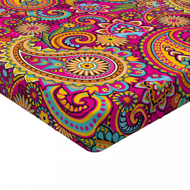 Drap-housse en microfibre à motif cachemire, Drap-housse de taille double, Cachemire rose foncé