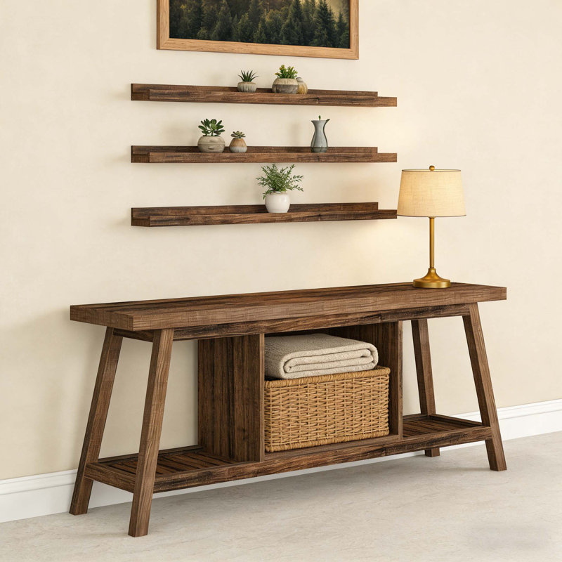 Farmhouse Console Table, 70.9" Entryway Table 2-Tier Sofa Table