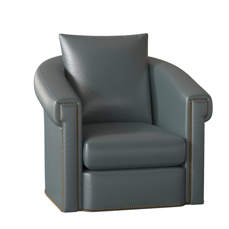 Andre Swivel Armchair, French Natural, Aline Fumo Genuine Leather