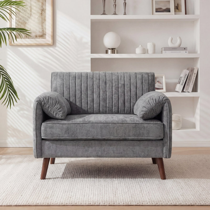 43.3" Oversized Accent Chair With 37.8" Extra-Wide Seat, Chenille Modern Armchair With Quilting Backrest And Solid Wood Legs For Living Room