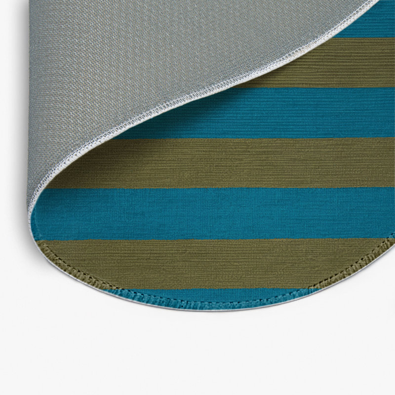 Tapis intérieur / extérieur bleu HorizontalStripes, Rond 5 pi