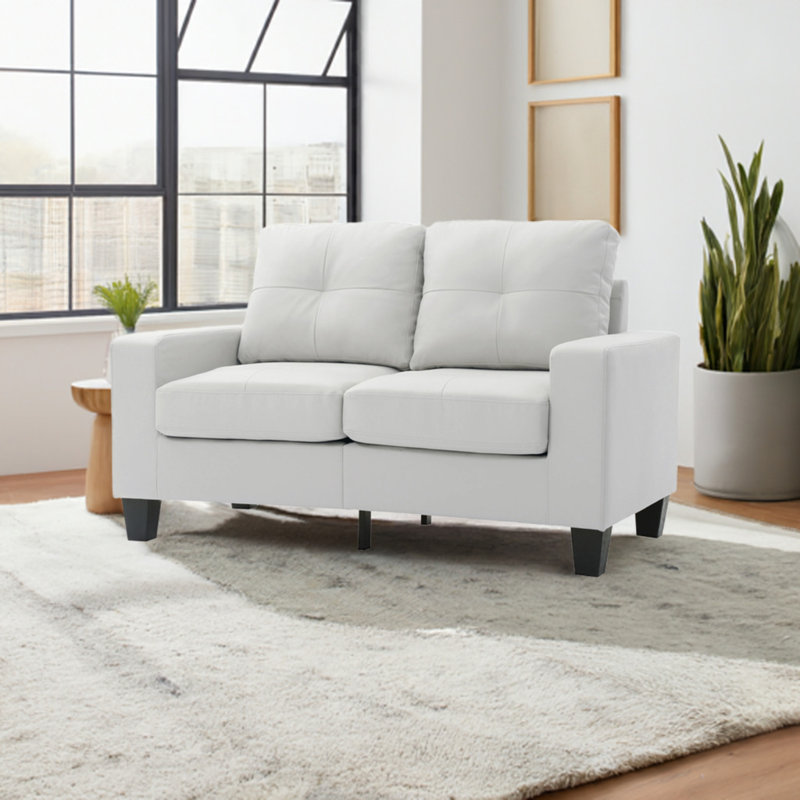 Causeuse modulaire Worthen en similicuir, Blanc