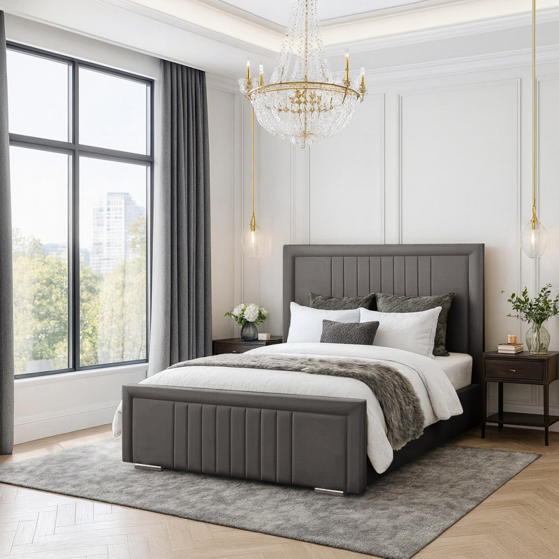 Amandaleigh Upholstered Bed, Asphalt, Single (3')