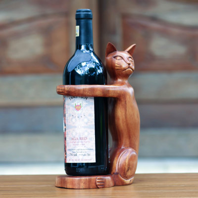 Solid Wood Wine Bottle Rack in Brown