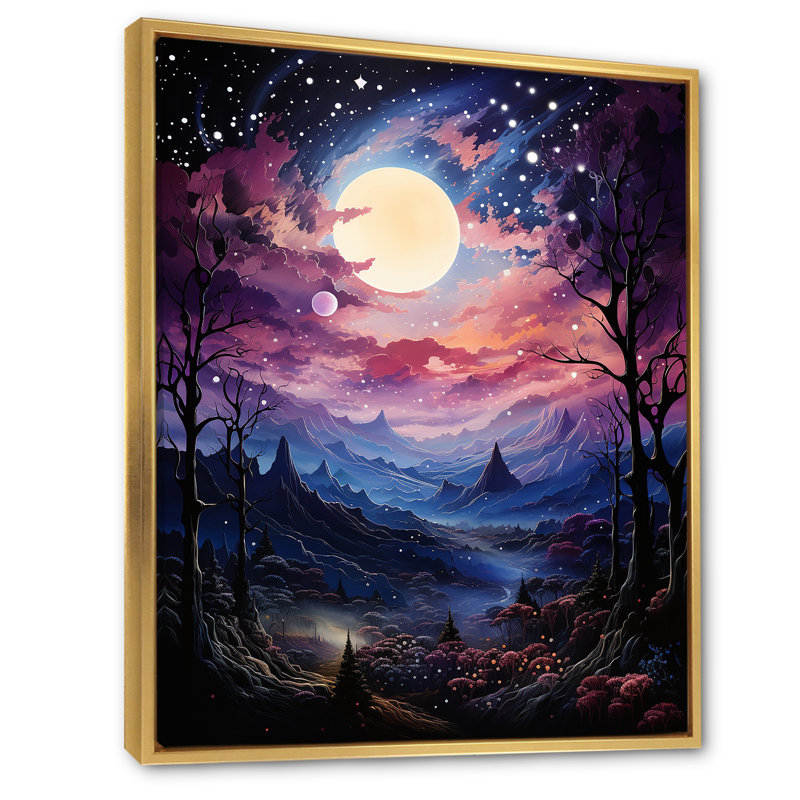 Izzybella " Stars Stellar Serenity I ", 40" H x 30" W x 1.5" D, Gold Floater Framed
