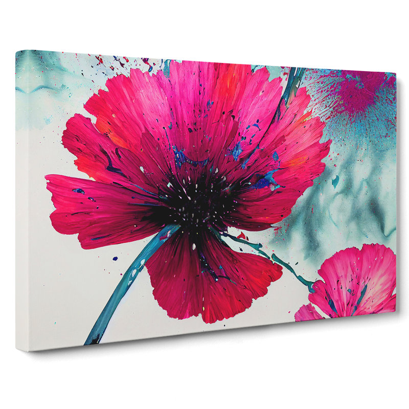 Carnation Flower Abstract - Wrapped Canvas Painting, 50cm H x 76cm W x 3cm D
