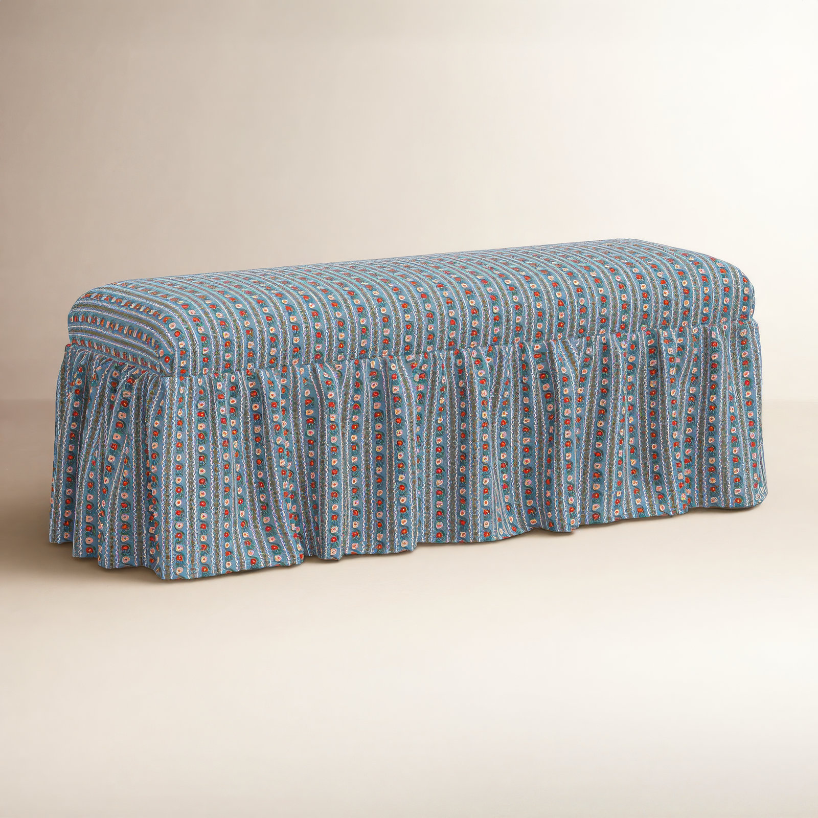 Rifle Paper Co. x Cloth & Company Surrey Dining Bench, Blue Geometric
