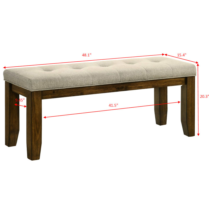 Banc moderne sur mesure 1pc recouvert de tissu neutre doux pour la salle à manger, siège, hauteur du produit 20,1 po, traditionnel avec attrait de revêtement, 47,6 po Bigness
