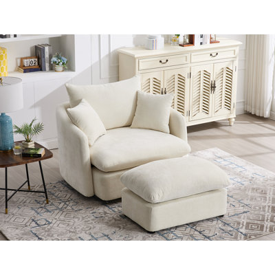 Fauteuil d'appoint pivotant avec repose-pieds